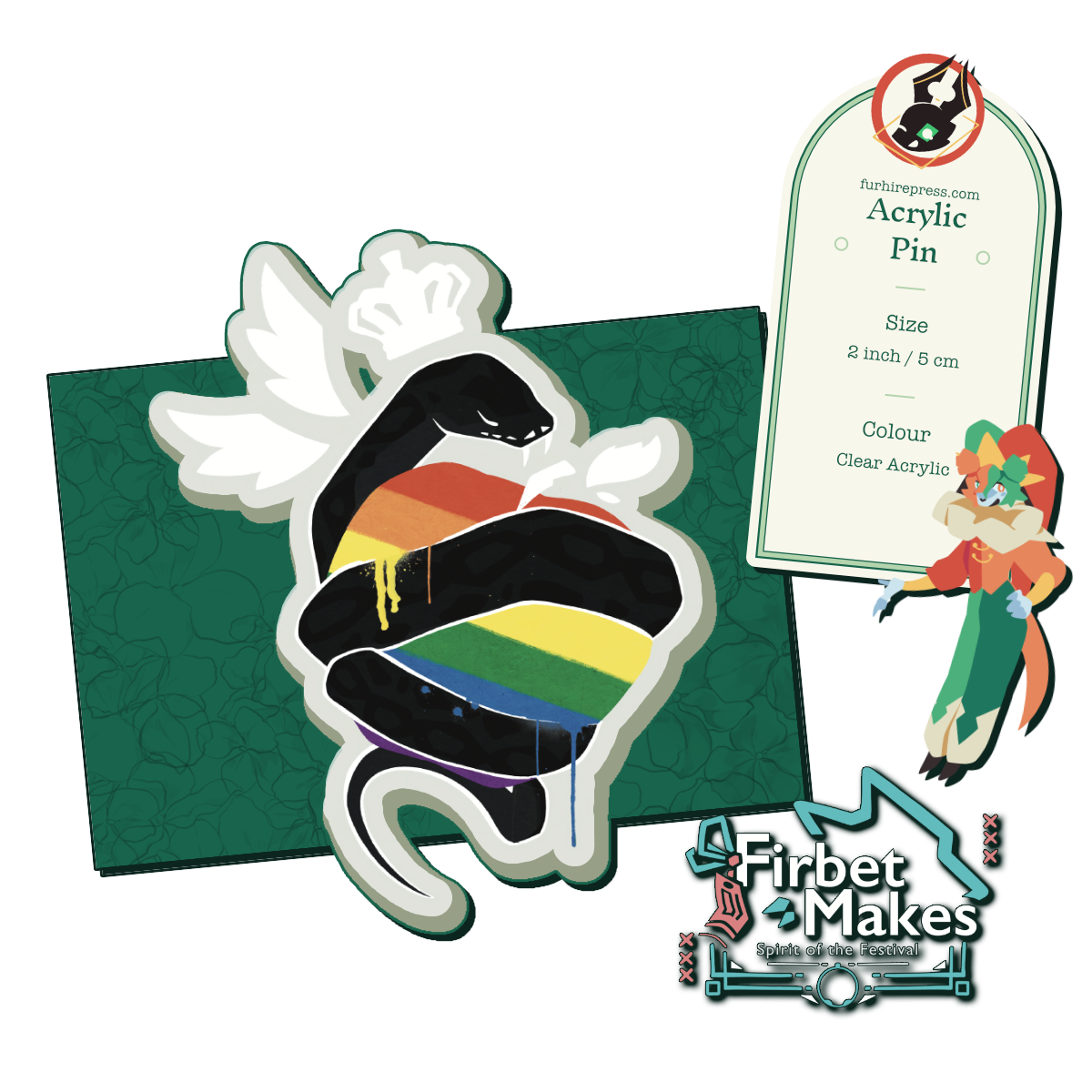 Proud Snake Acrylic Pin Main image